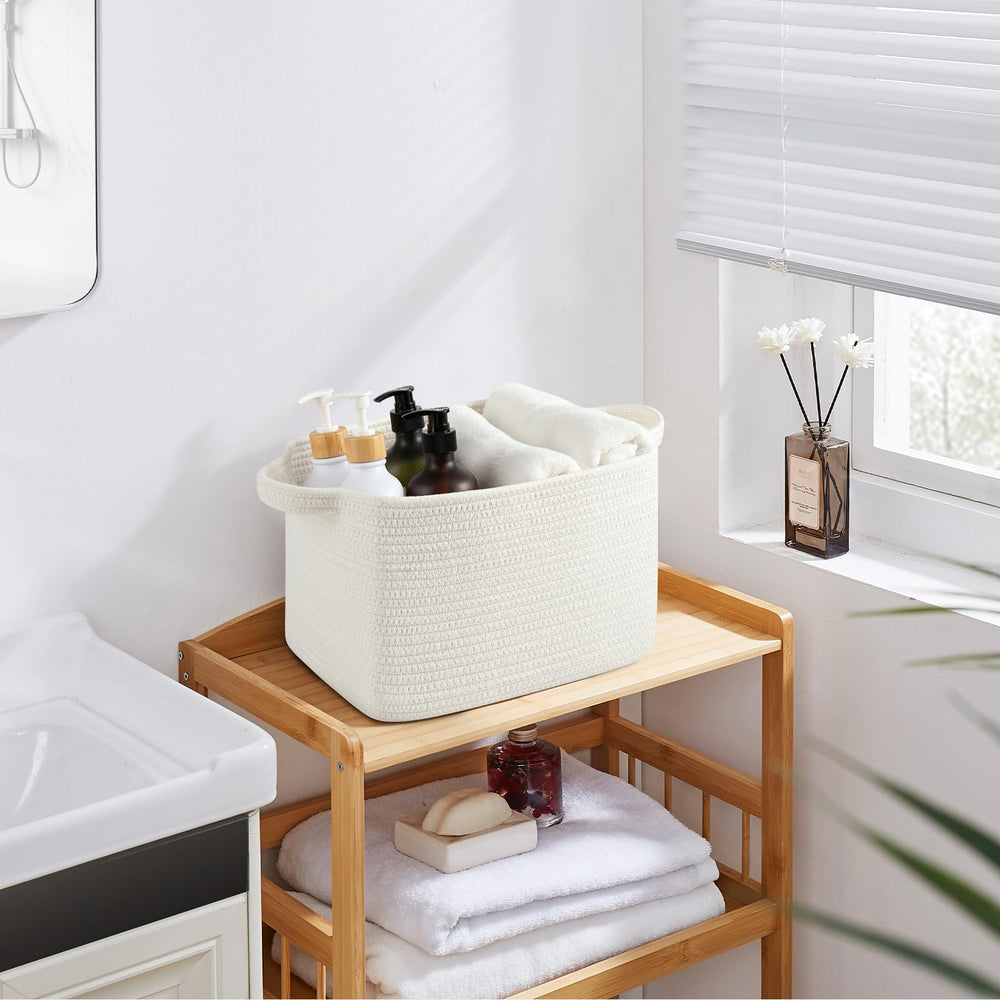 OIASKET storage baskets books magazines arrangement offers easy access on display shelf.