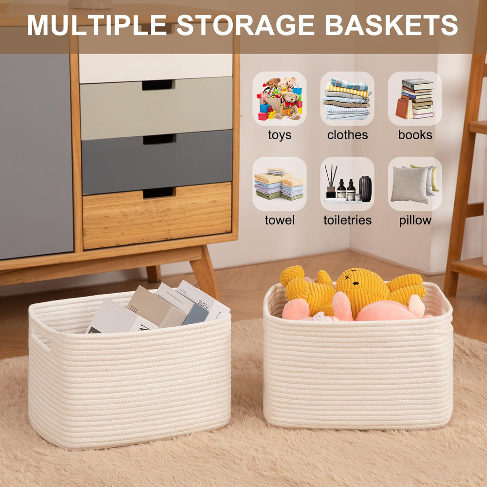 OIASKET storage baskets with books and towels illustrate versatile room organization.