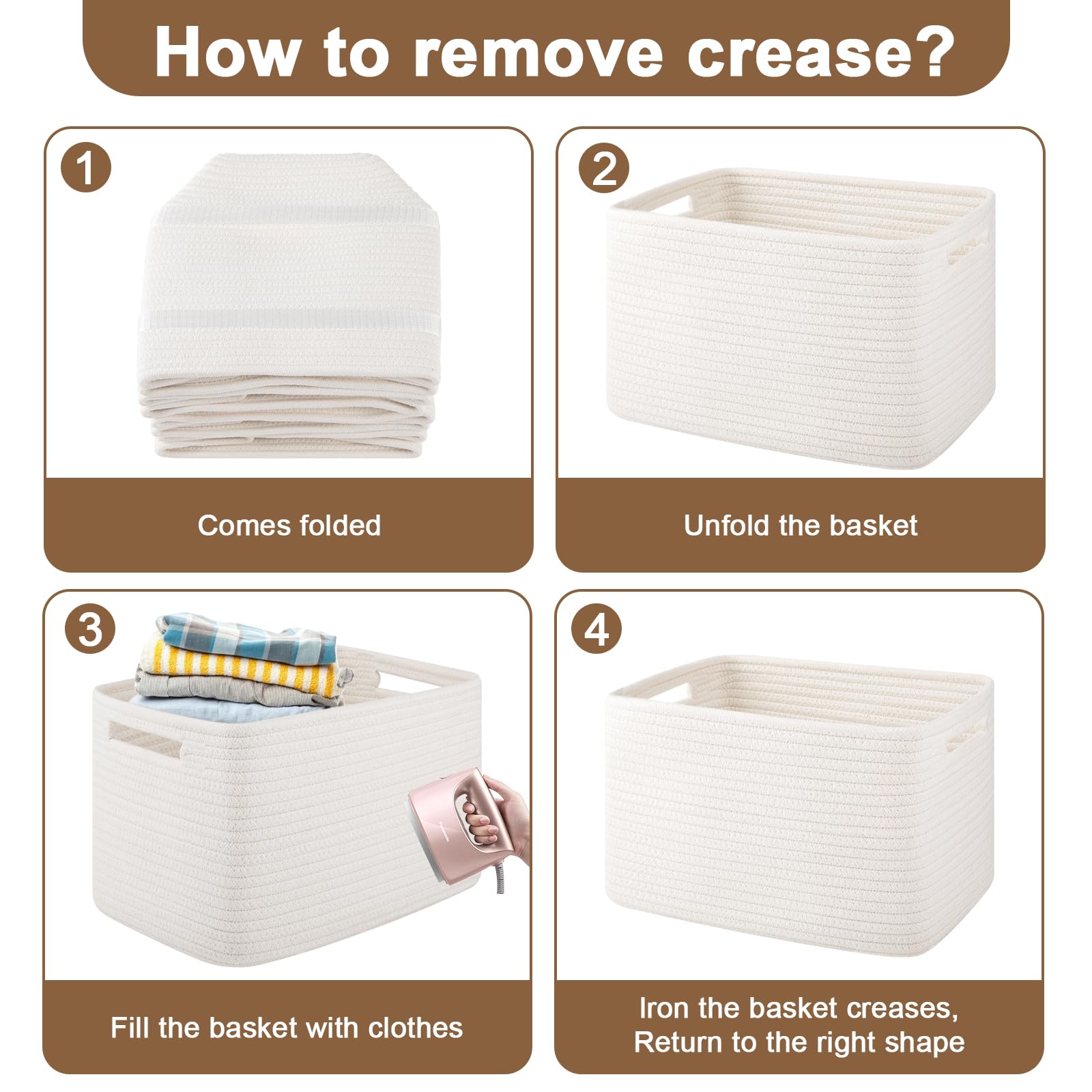 OIASKET storage baskets care maintenance shows simple reshaping with towels or ironing.