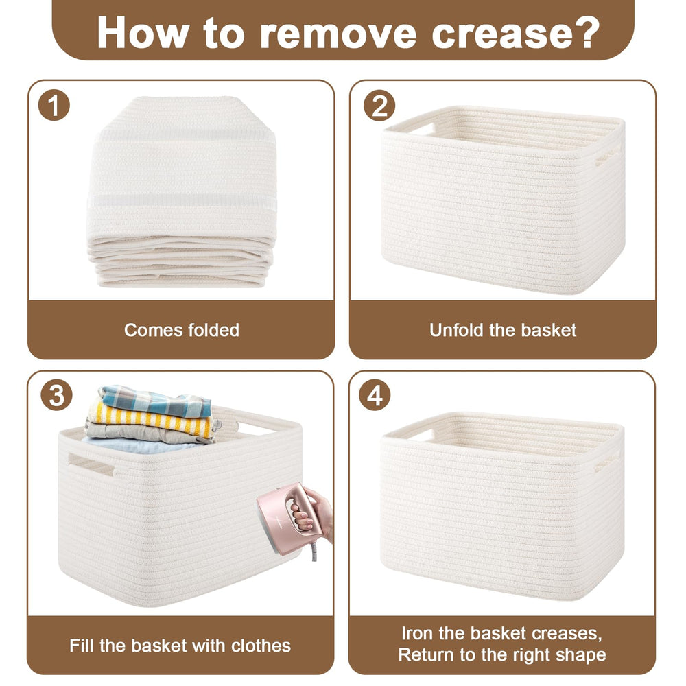 OIASKET storage baskets care maintenance shows simple reshaping with towels or ironing.