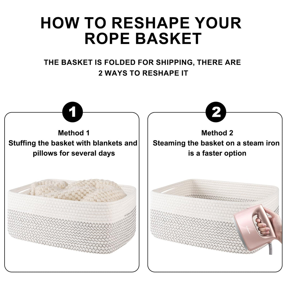 OIASKET baskets arrive folded; reshape easily with stuffing or steam