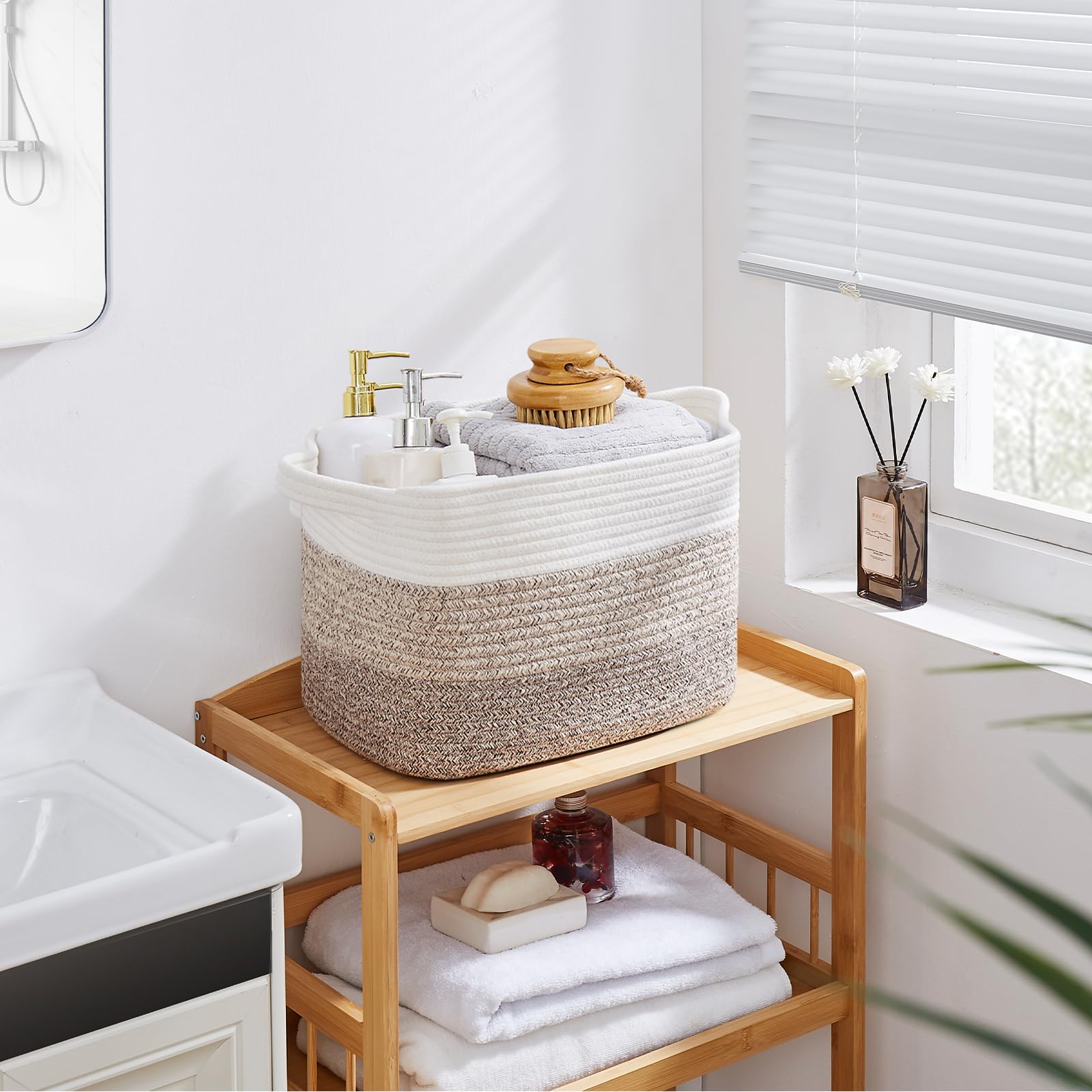OIASKET basket close-up reveals weave texture and durable handles for everyday use