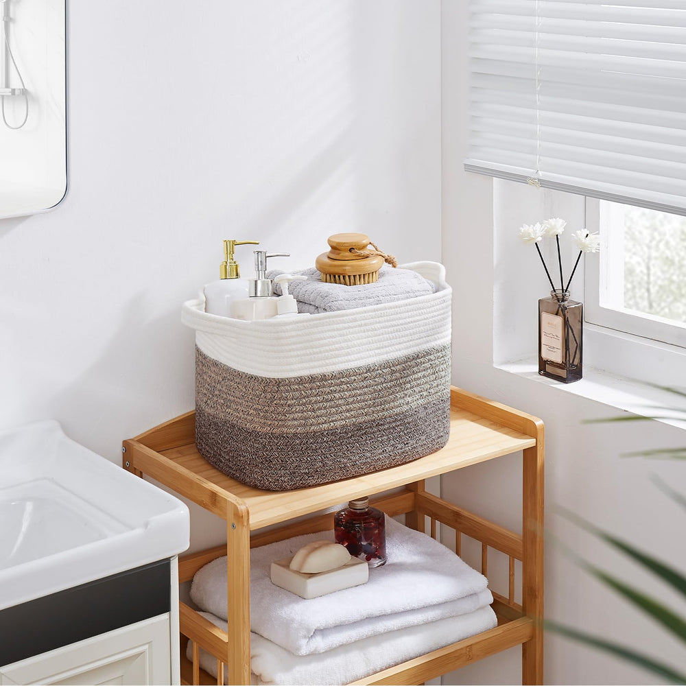 OIASKET storage baskets gradient dark brown nesting shot shows weave.