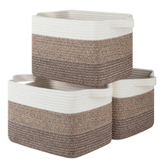 OIASKET storage baskets gradient dark brown on a shelf for tidy organization.