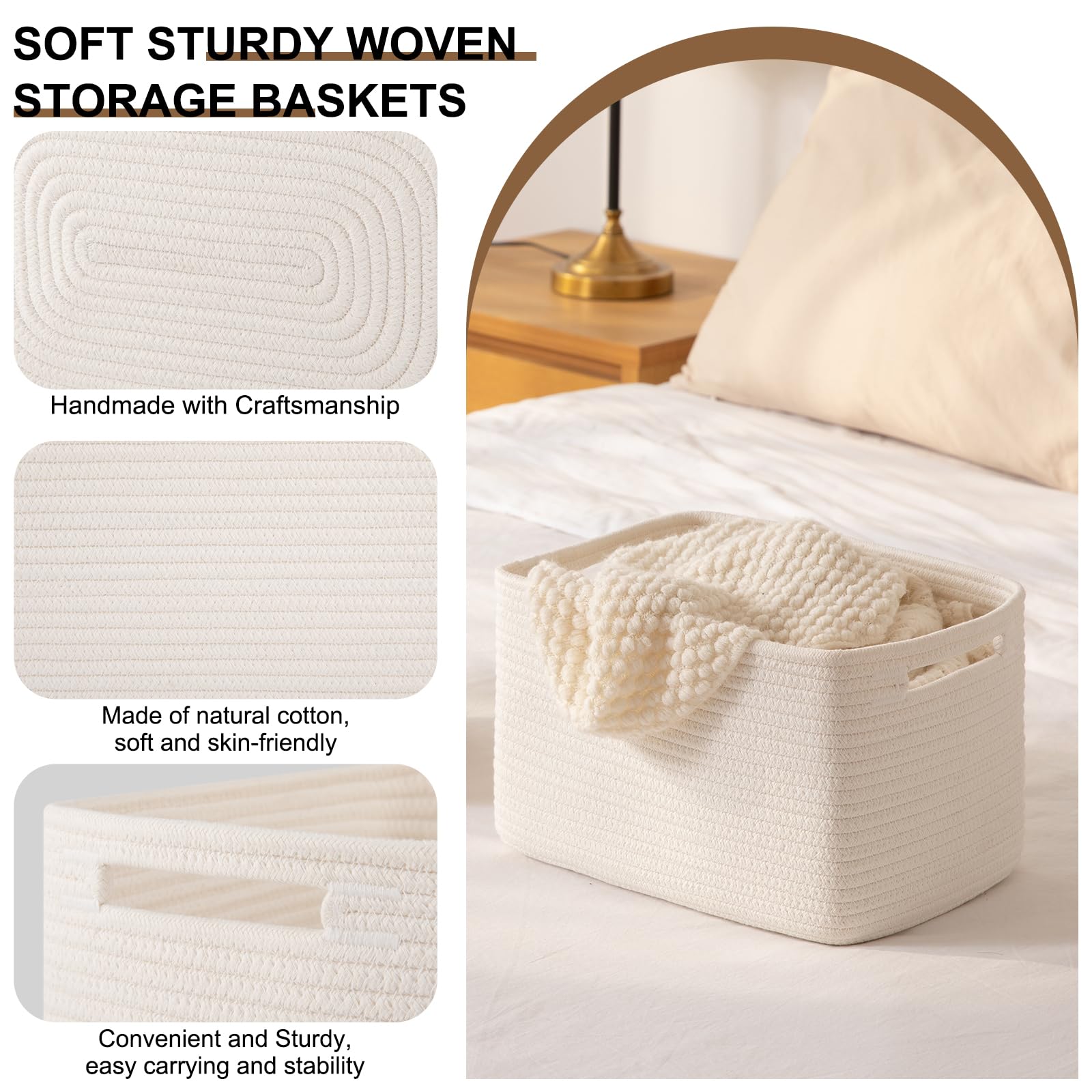OIASKET storage baskets handle closeup highlights sturdy handles for easy carrying.