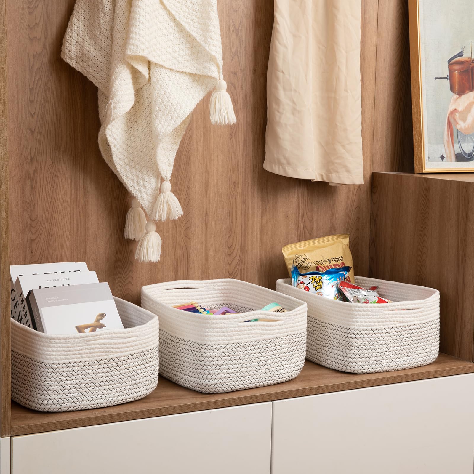 OIASKET nursery setup with baskets for baby items and cosmetics