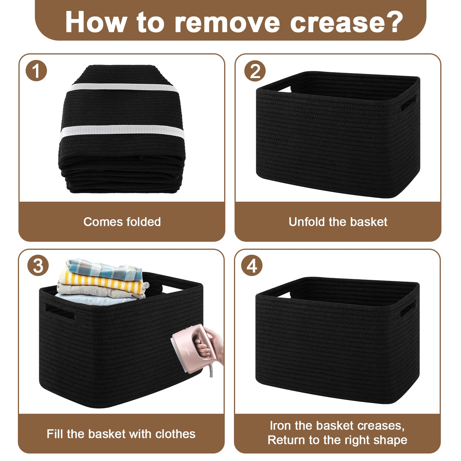 OIASKET pack-4 storage baskets, four-piece set for tidy spaces.