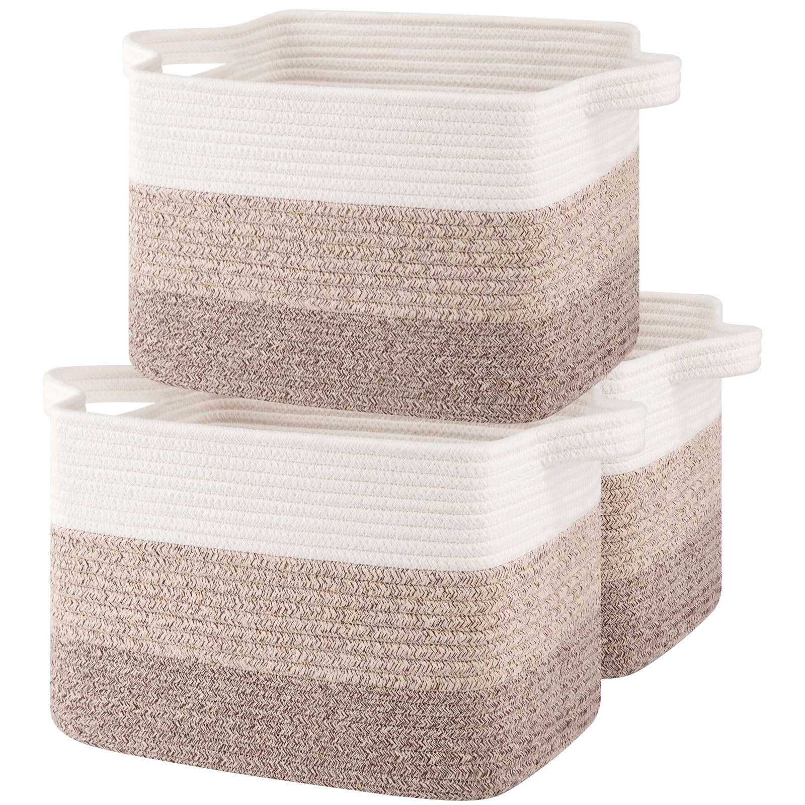 OIASKET storage baskets front view demonstrates space-saving shelf organization.
