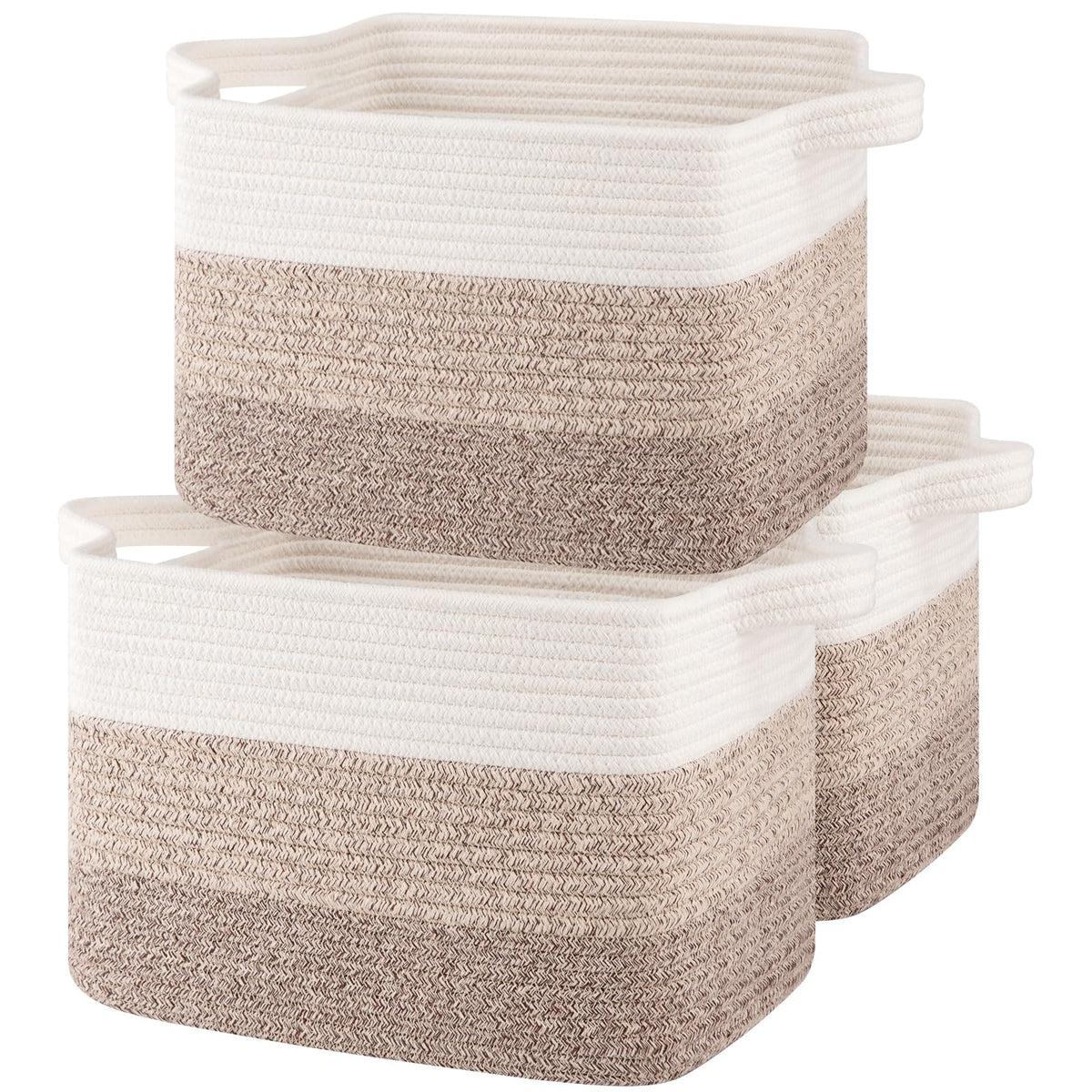OIASKET storage baskets front view demonstrates space-saving shelf organization.