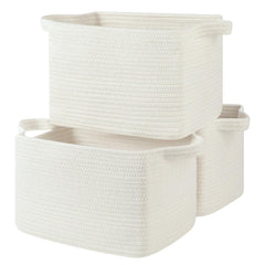 OIASKET storage baskets rectangle white front view, ideal for shelf organization.