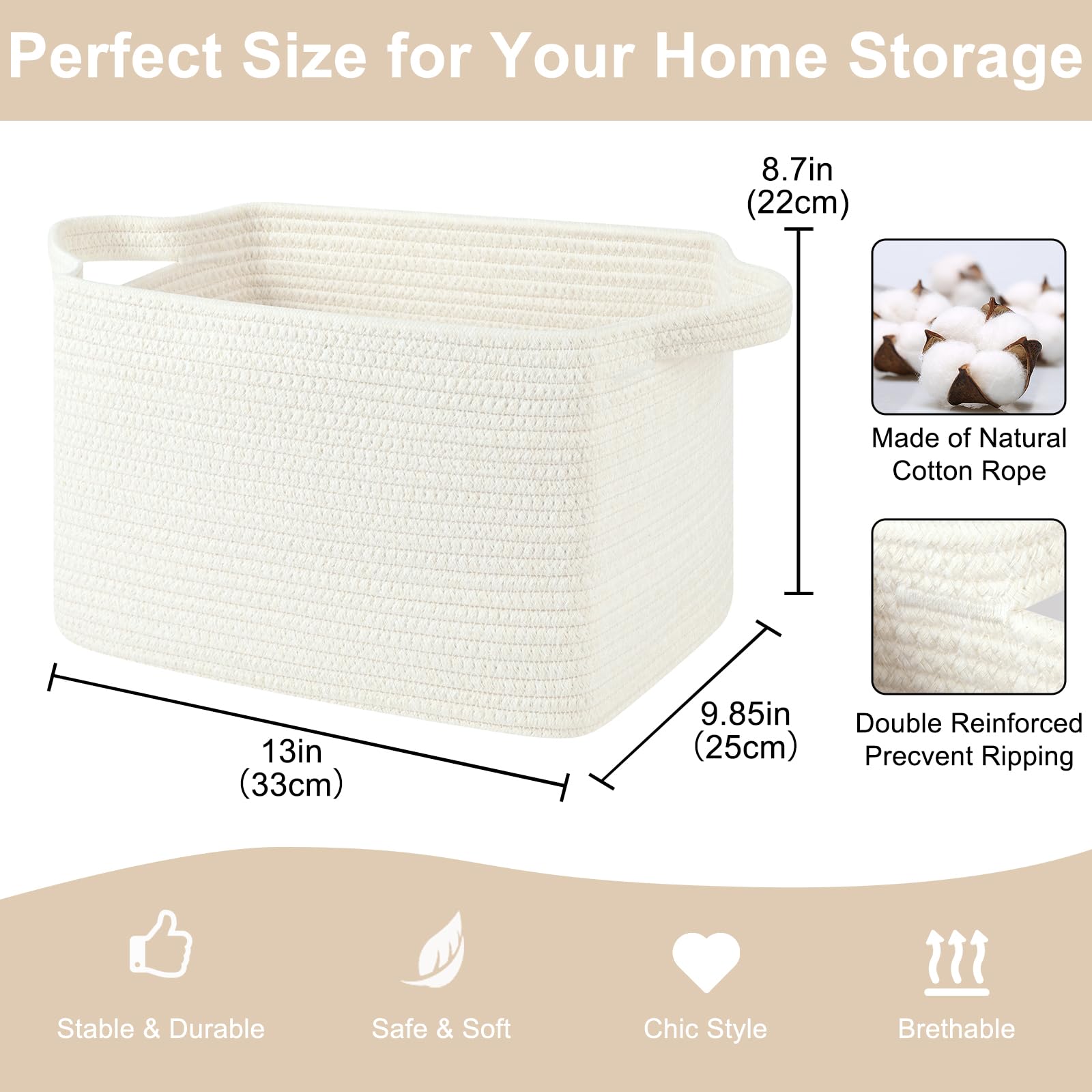 OIASKET storage baskets rectangle white pack image highlights versatile storage for toys.