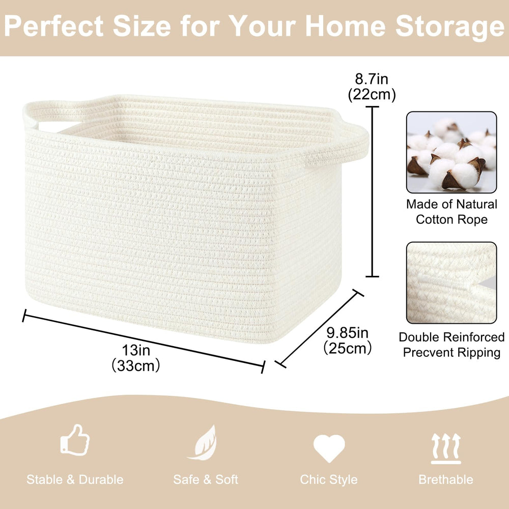 OIASKET storage baskets rectangle white pack image highlights versatile storage for toys.