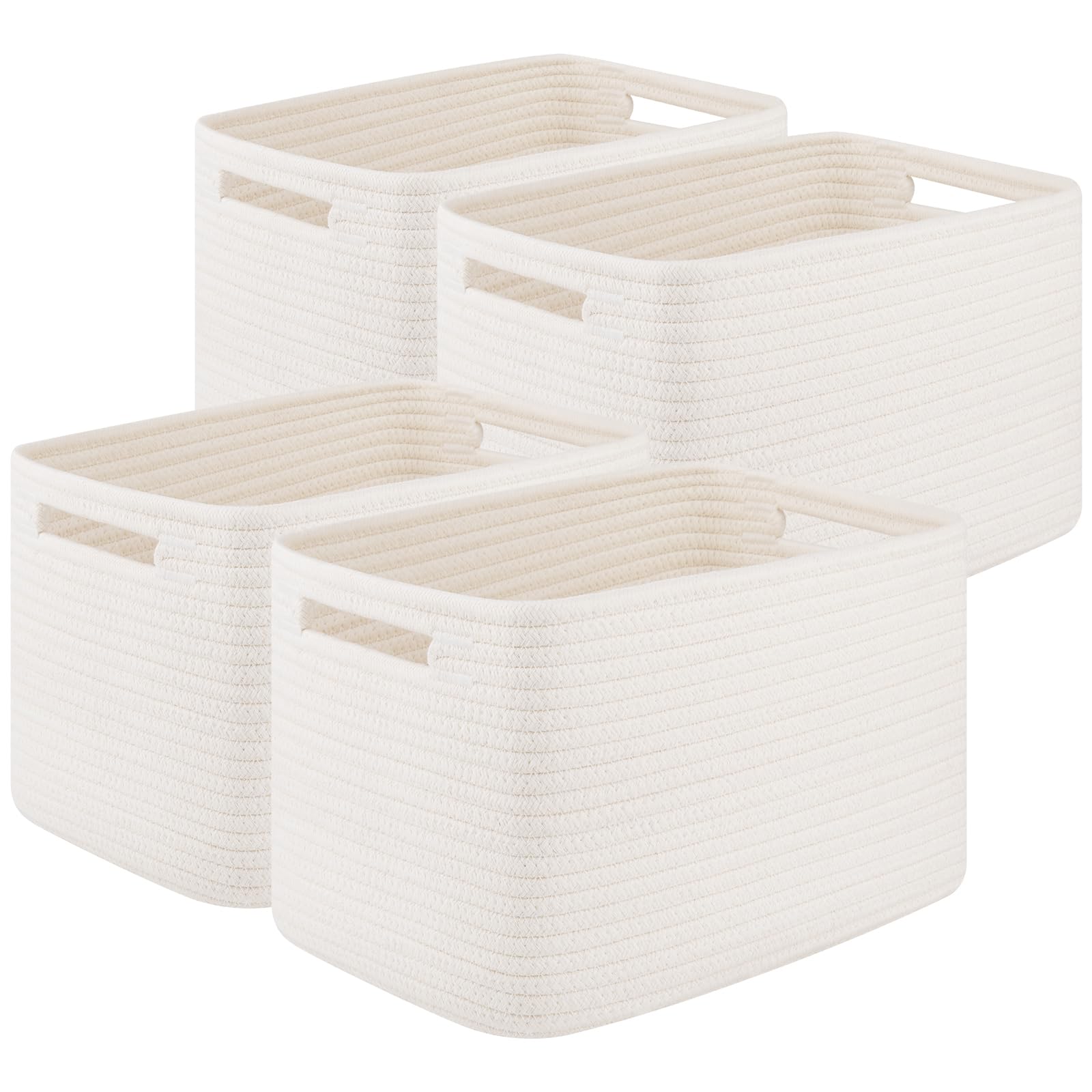 OIASKET storage baskets side view shows sturdy weave for neat shelves.
