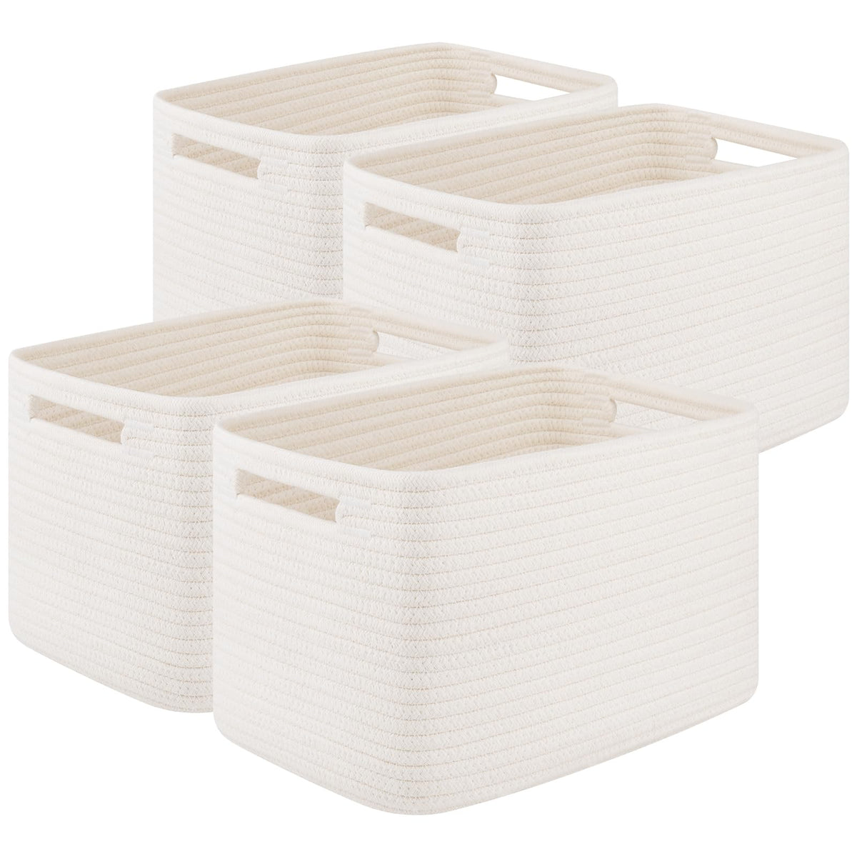 OIASKET storage baskets side view shows sturdy weave for neat shelves.