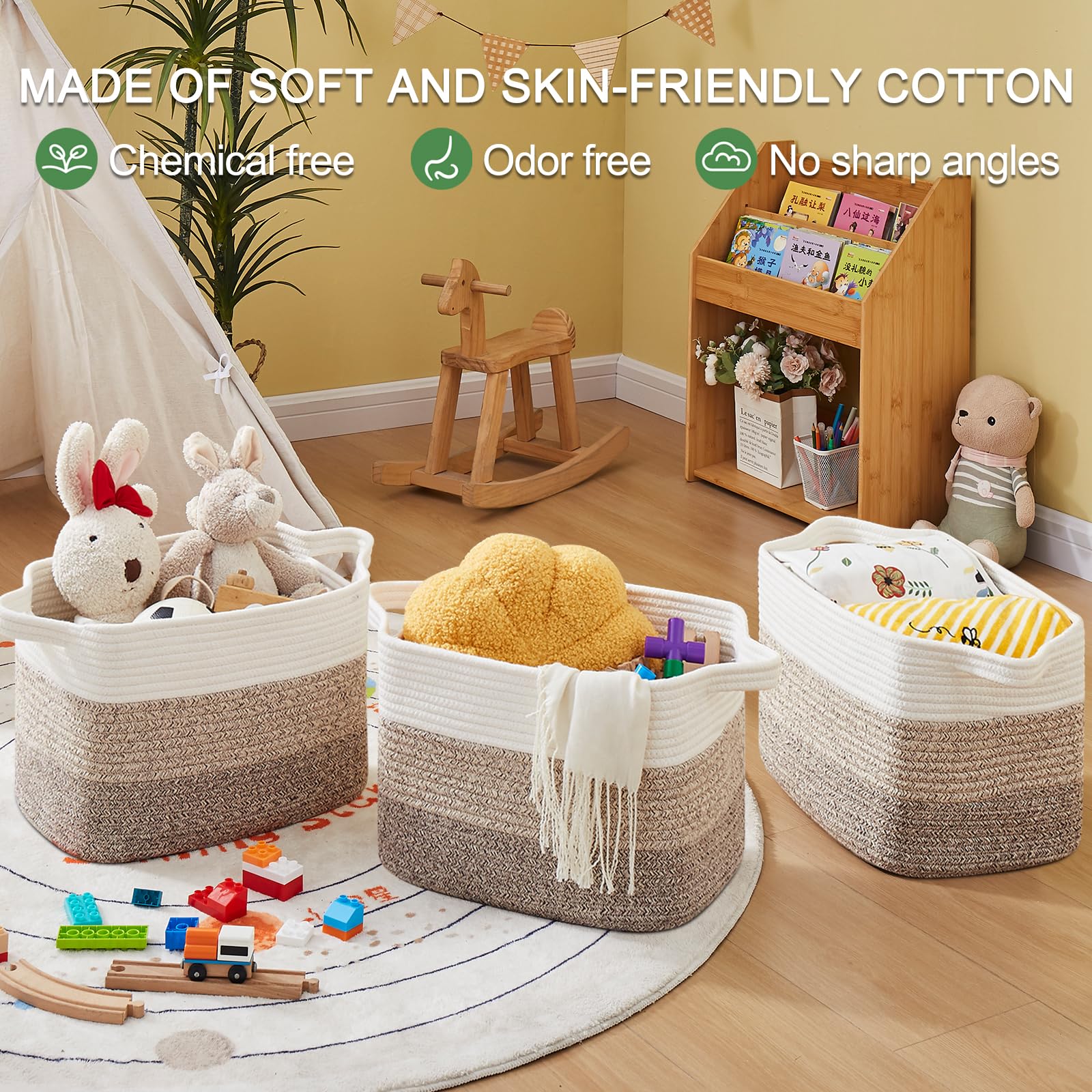 OIASKET storage baskets toy books use keeps playroom organized and accessible.
