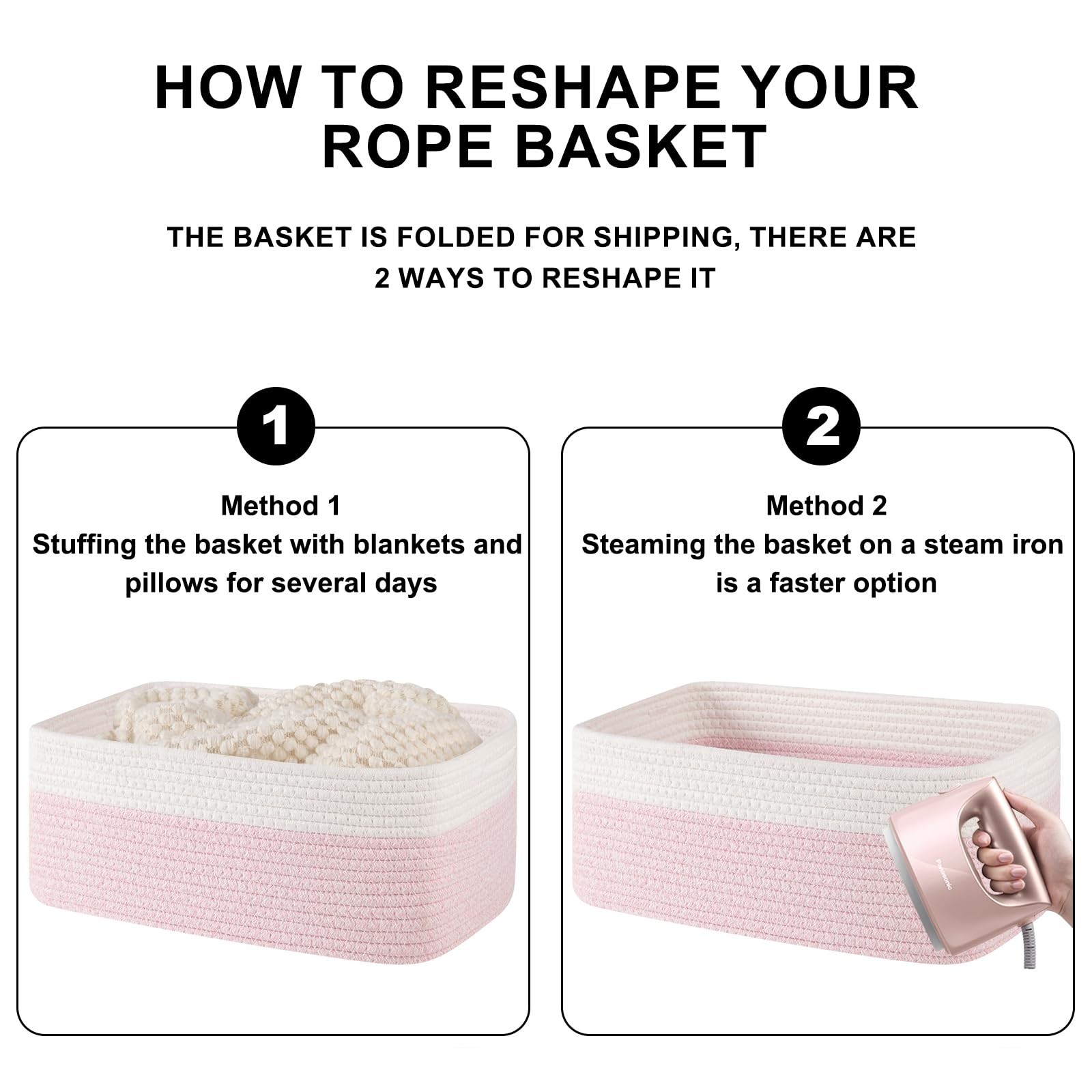 OIASKET care tips image showing washing and reshaping guidance