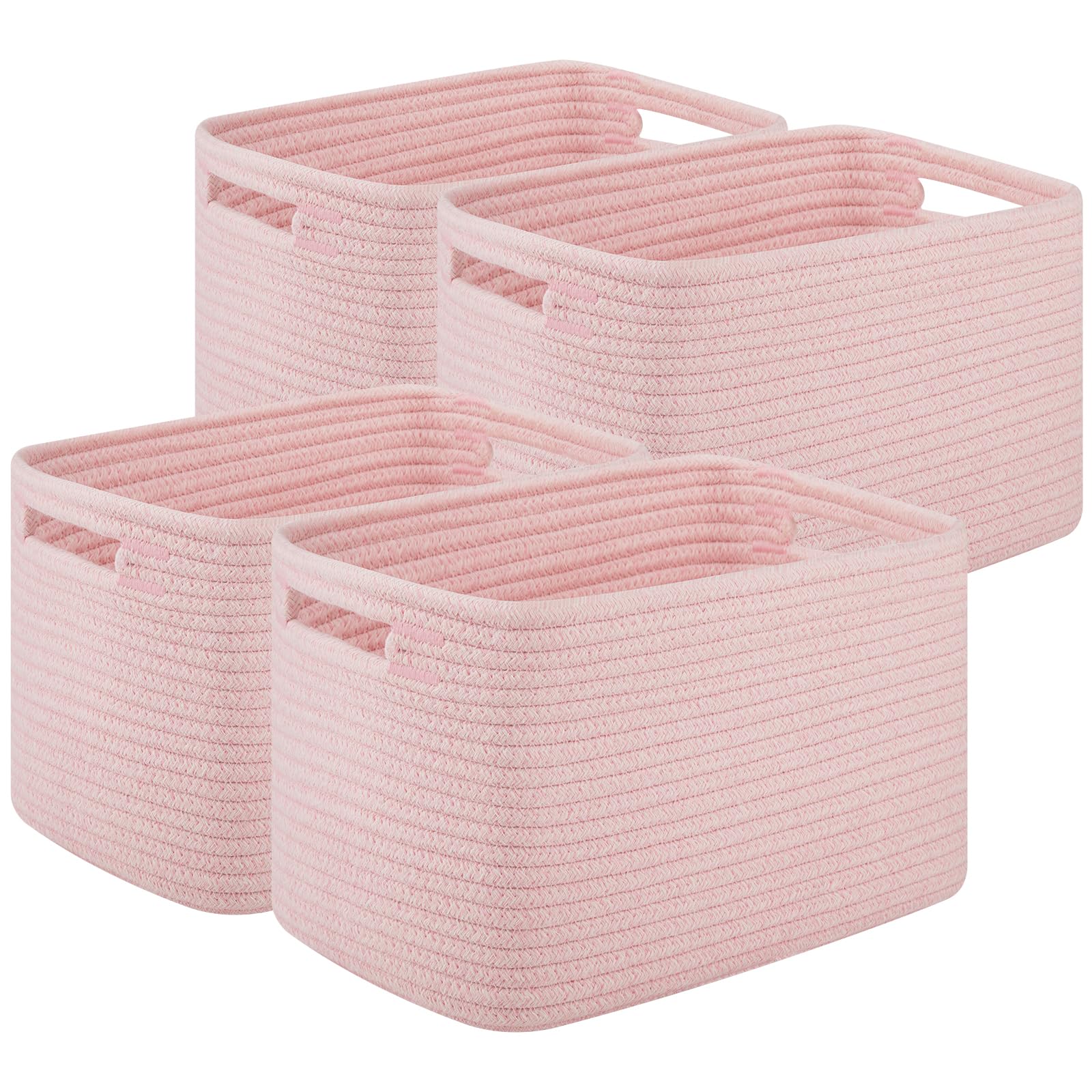 OIASKET pink woven storage basket on shelf showing tidy organization