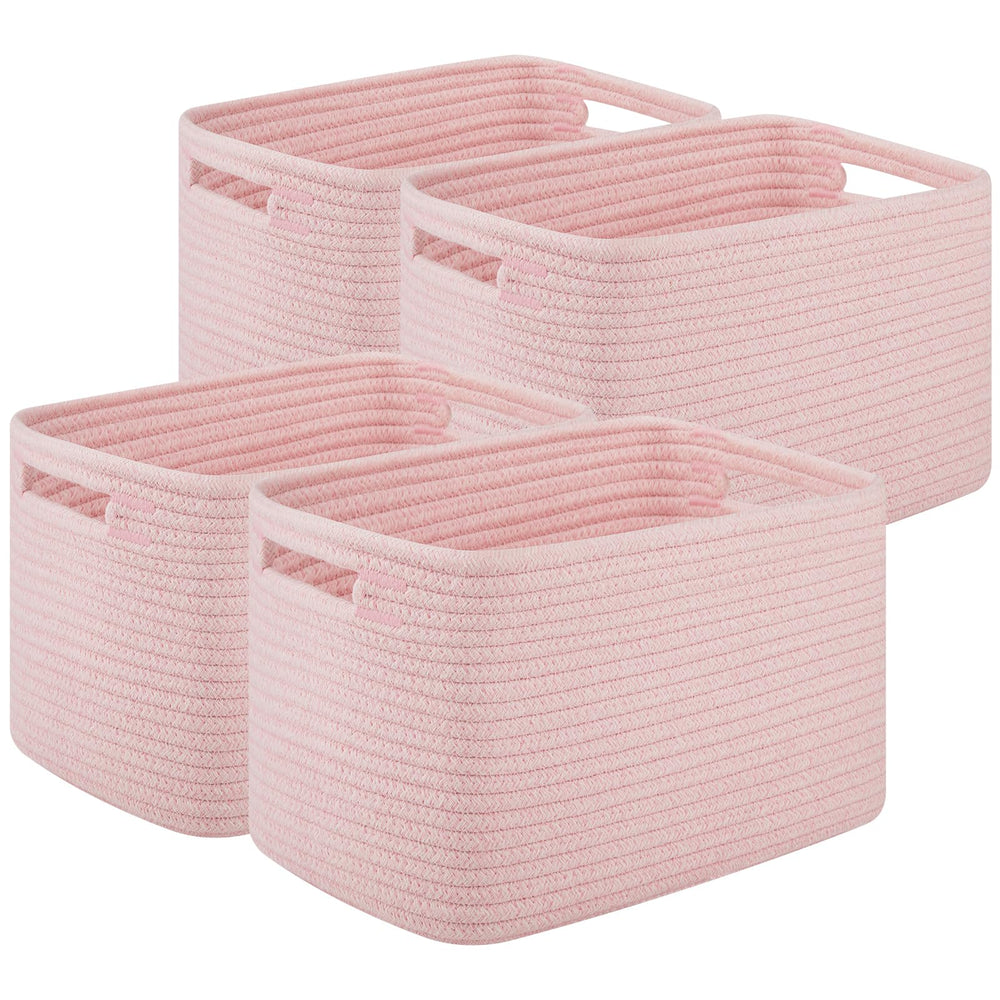 OIASKET pink woven storage basket on shelf showing tidy organization