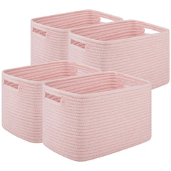 OIASKET pink woven storage basket on shelf showing tidy organization