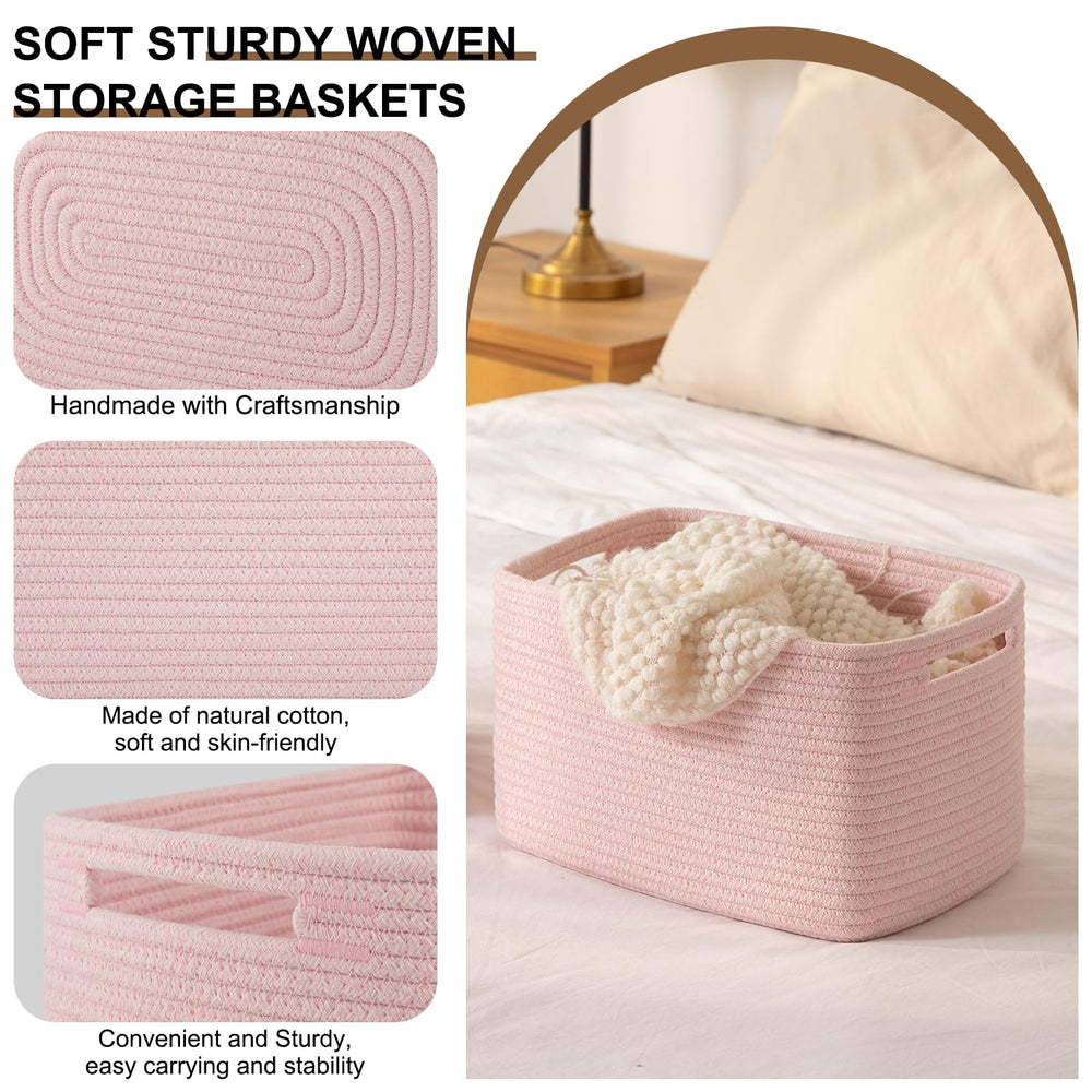OIASKET pink storage basket on towel stack for versatile storage