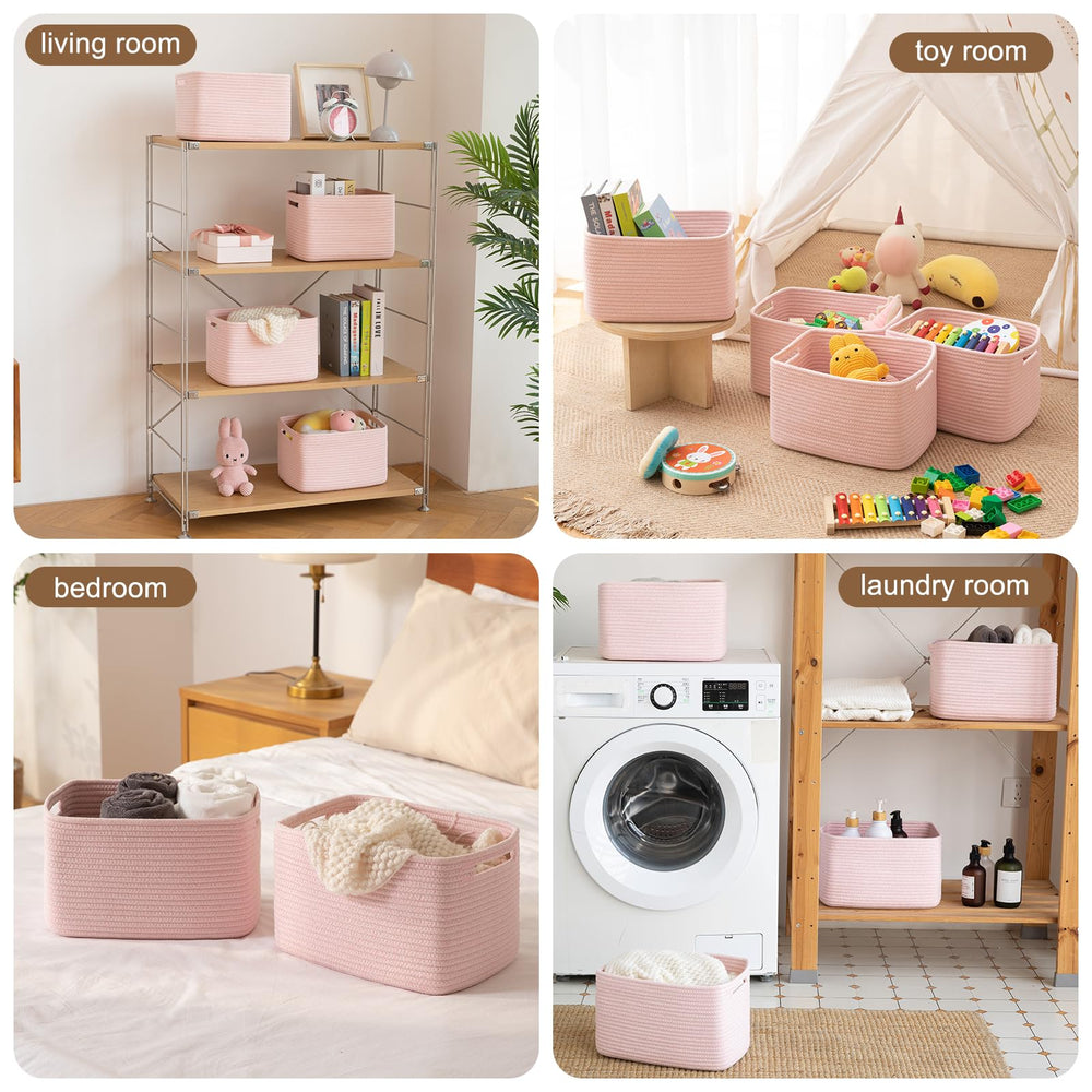 OIASKET pink toy bin with two handles ideal for quick cleanup