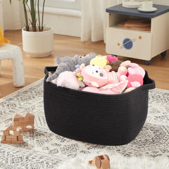 Oiasket towel storage basket in black for towels in bathroom or laundry
