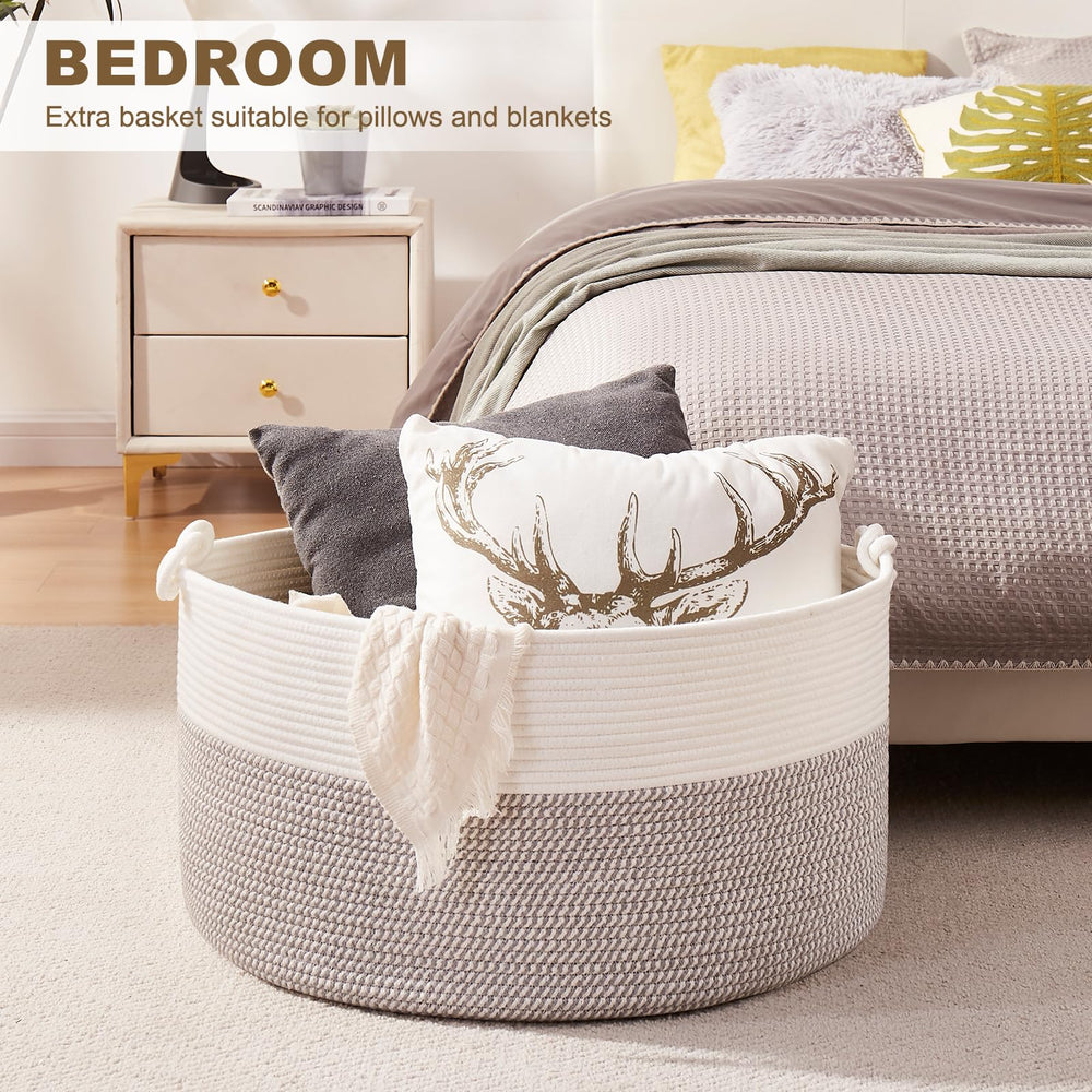 OIASKET toy and bedding basket keeps kids' items within reach.