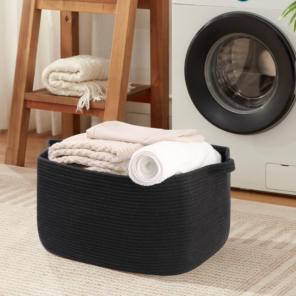 Oiasket toy storage basket in black for kid-friendly organization