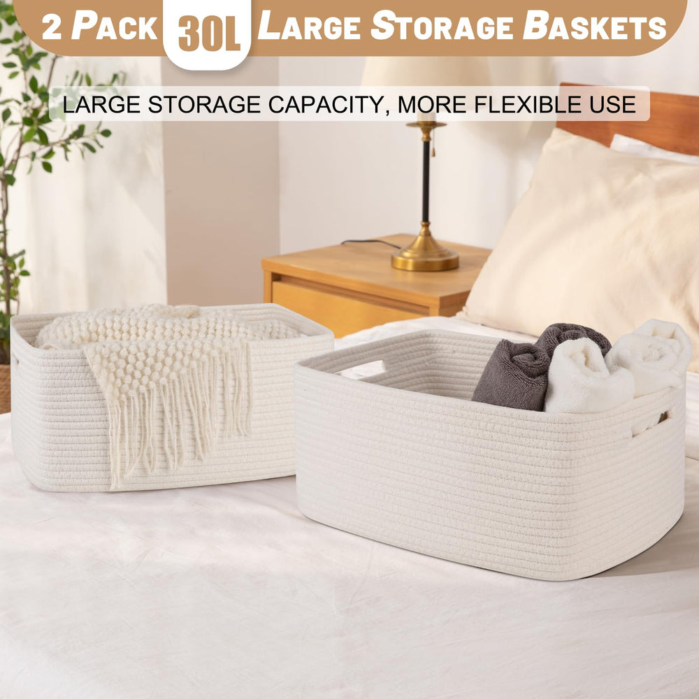 OIASKET toy storage basket in white helps kids' rooms stay organized.