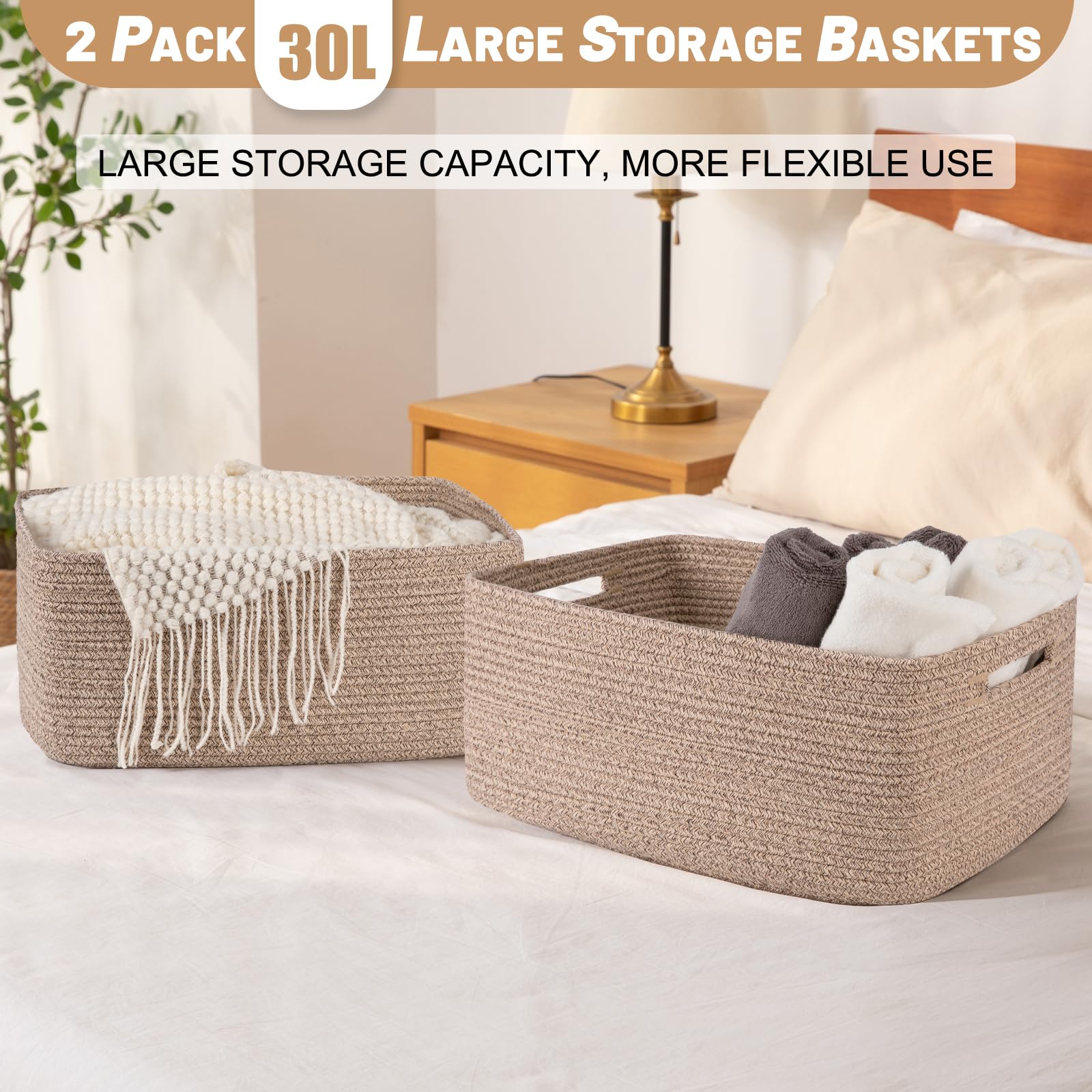 OIASKET two-pack on a closet shelf stores snacks and diapers.
