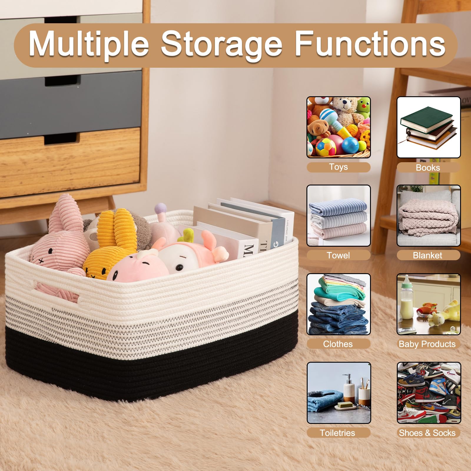 OIASKET two-pack baskets for closet organization on shelves keep items tidy.