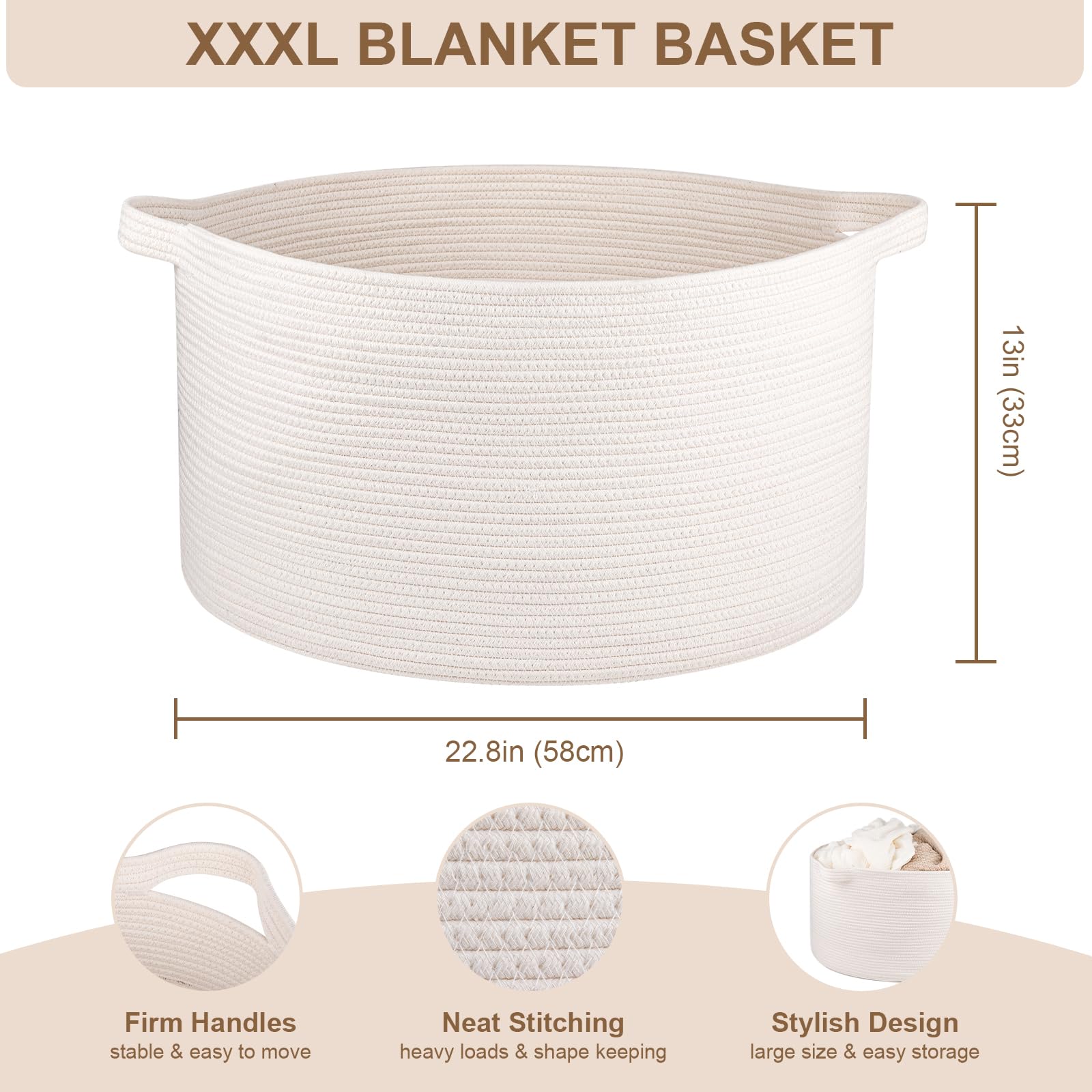 OIASKET woven basket closeup shows natural cotton rope texture for durable storage.