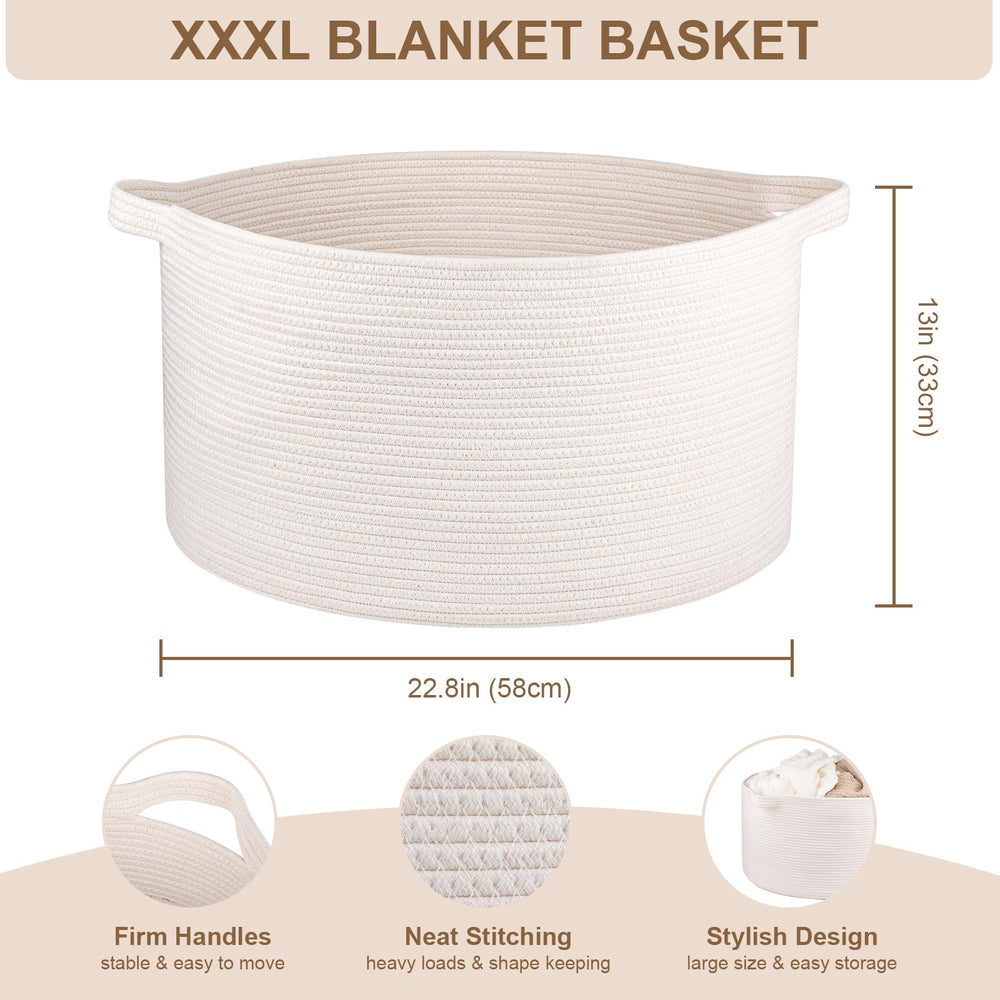 OIASKET woven basket closeup shows natural cotton rope texture for durable storage.