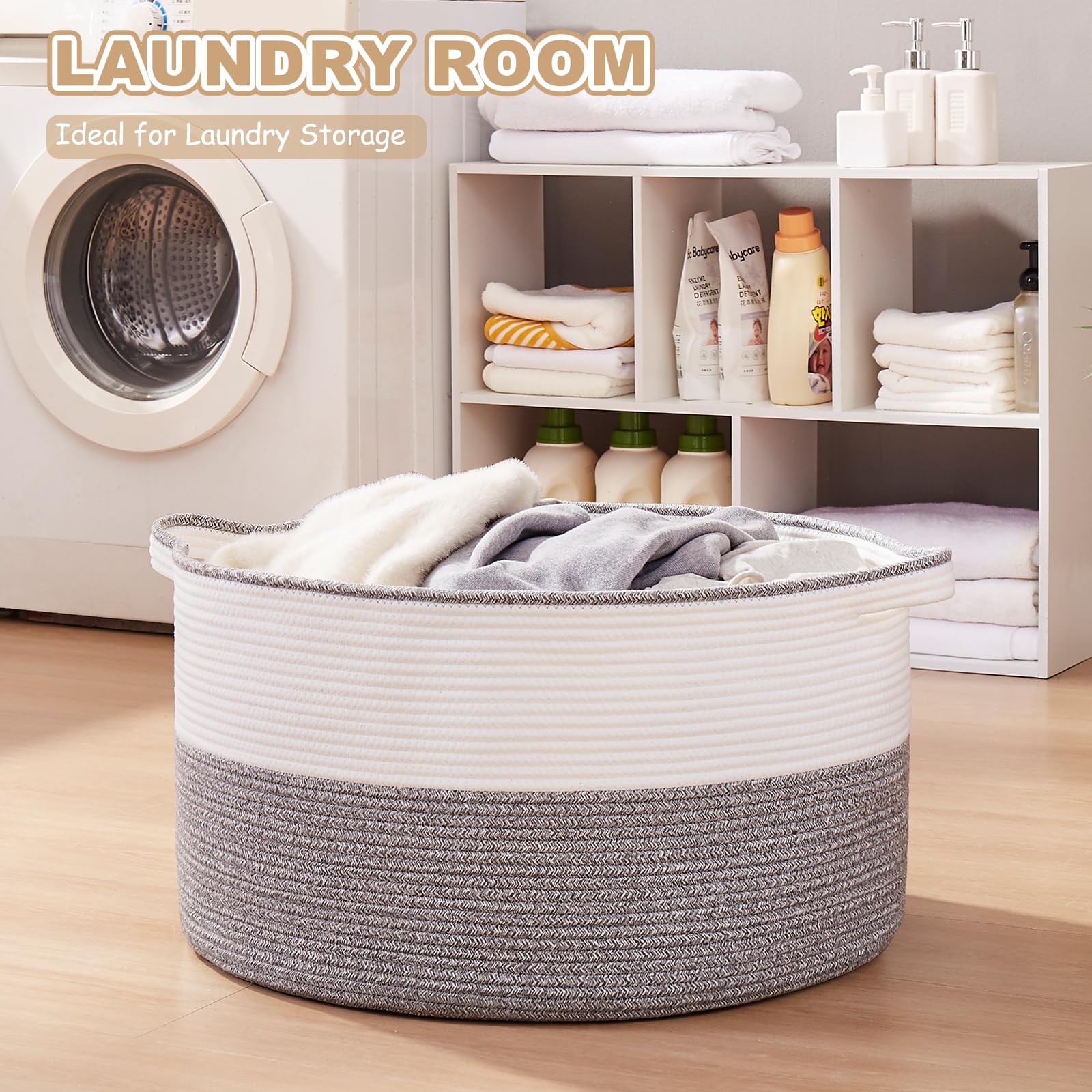 OIASKET woven basket in living room blends decor and practical storage.
