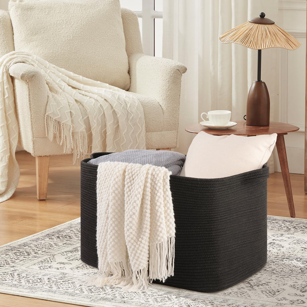 OIASKET woven basket natural cotton shows soft, skin-friendly material and child-safe edges.