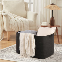 OIASKET woven basket natural cotton shows soft, skin-friendly material and child-safe edges.