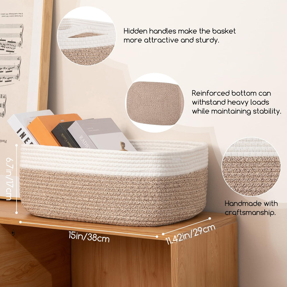 OIASKET woven baskets on shelves show organized storage and easy access.