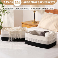 OIASKET woven rope basket in nursery adds warm texture for toy storage.