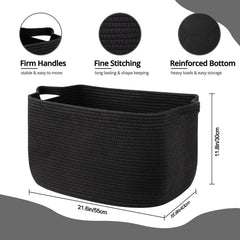 Oiasket woven storage basket in living room, ideal for tidy blankets and toys