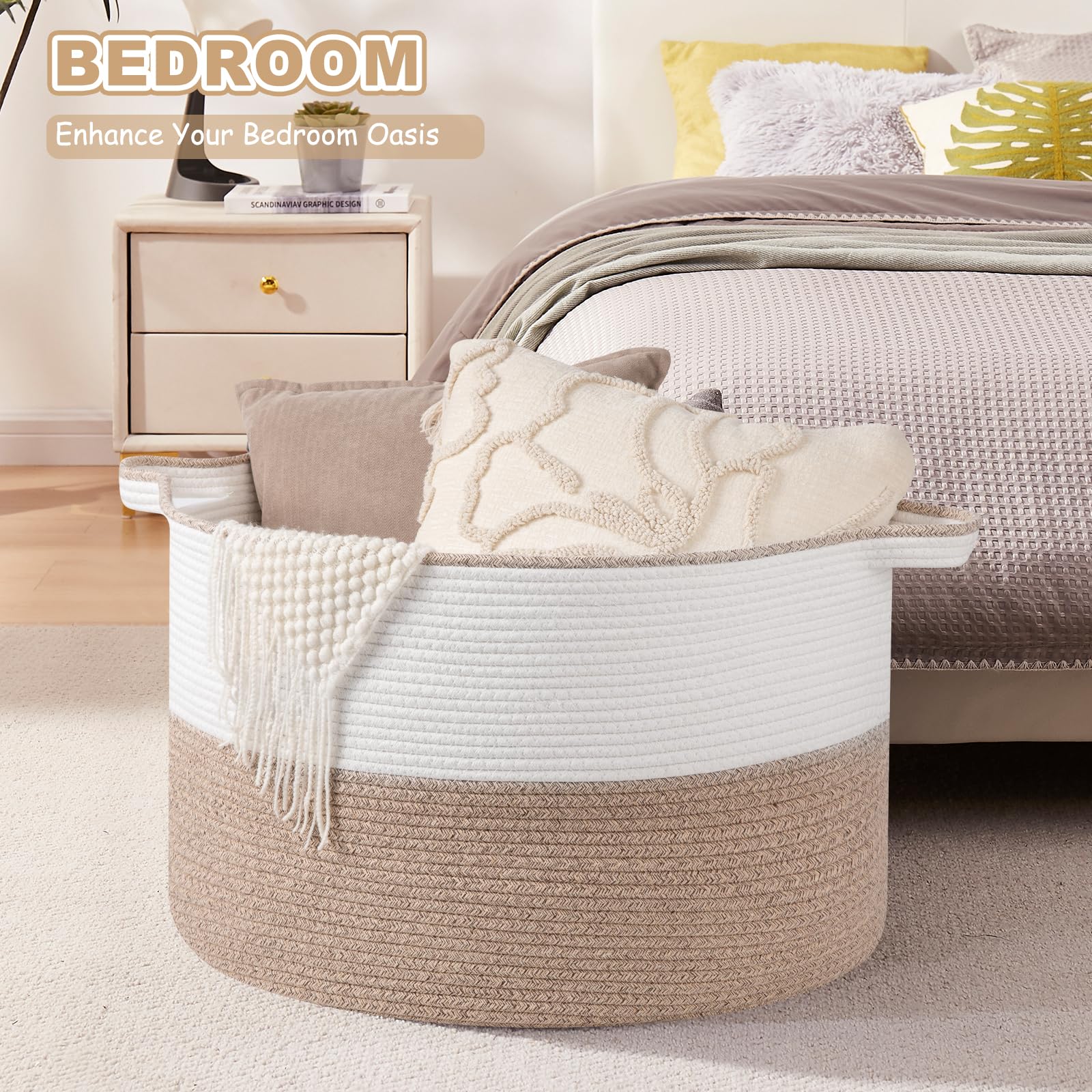 OIASKET XXL brown white basket folded flat for compact storage.