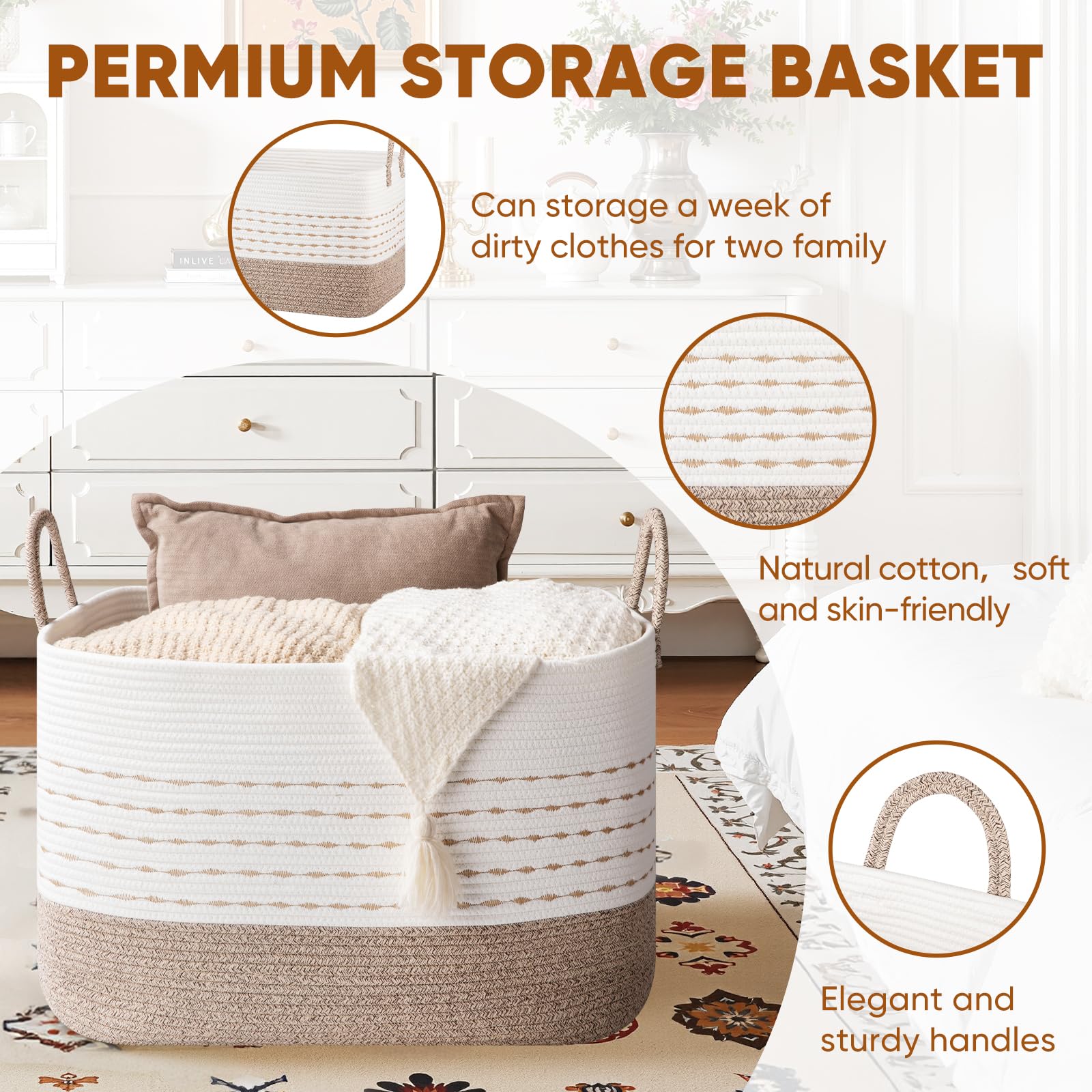 OiASKET XXL rectangle basket with handles for easy transport of items