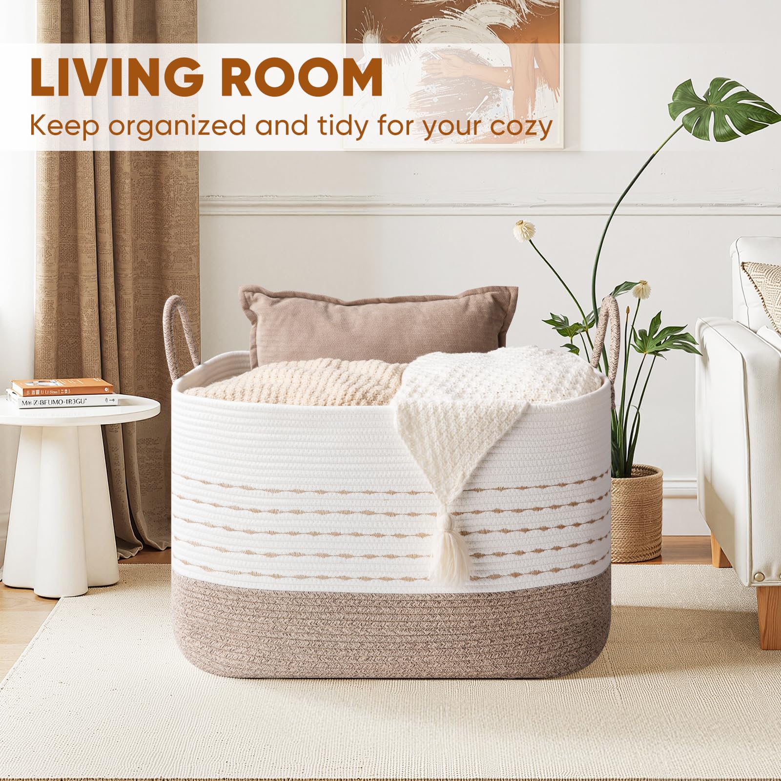 OiASKET XXL woven cotton rope detail shows durable, chemical-free storage material