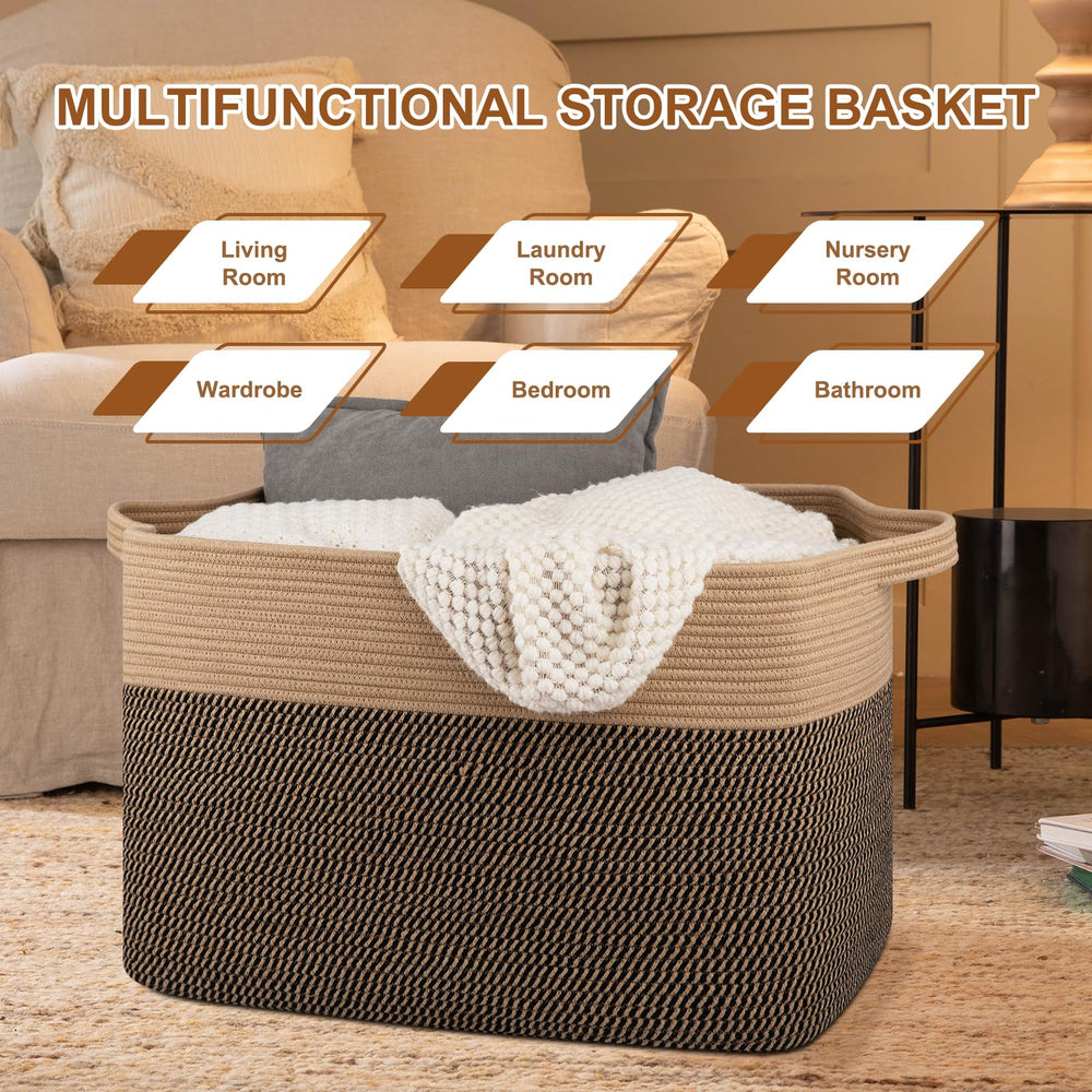 OIASKET XXXL basket full-blankets-108l demonstrates large capacity for bedding and throws.