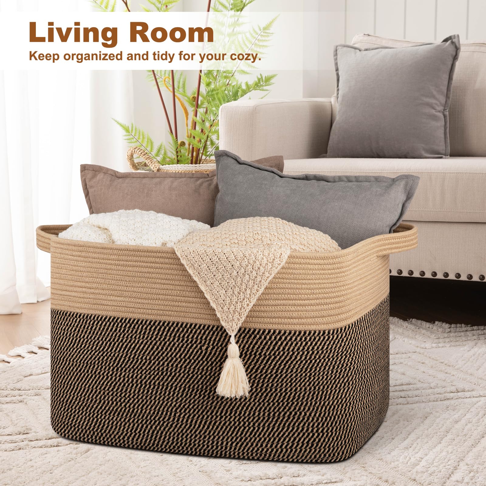 OIASKET XXXL basket open-rectangle ready to store blankets and towels with easy access.