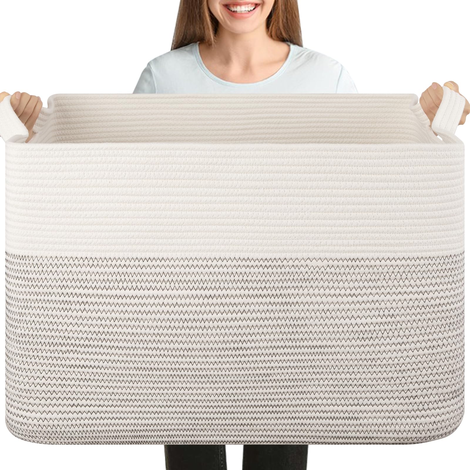 OIASKET XXXL blanket basket 25x16x16 showing ample storage for blankets
