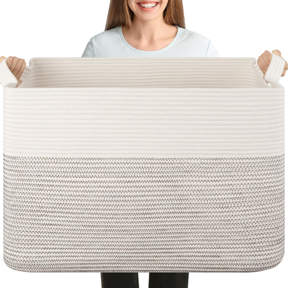 OIASKET XXXL blanket basket 25x16x16 showing ample storage for blankets