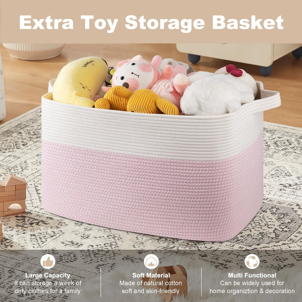 OIASKET XXXL blanket basket measures 25 by 16 by 16 inches for ample organization.