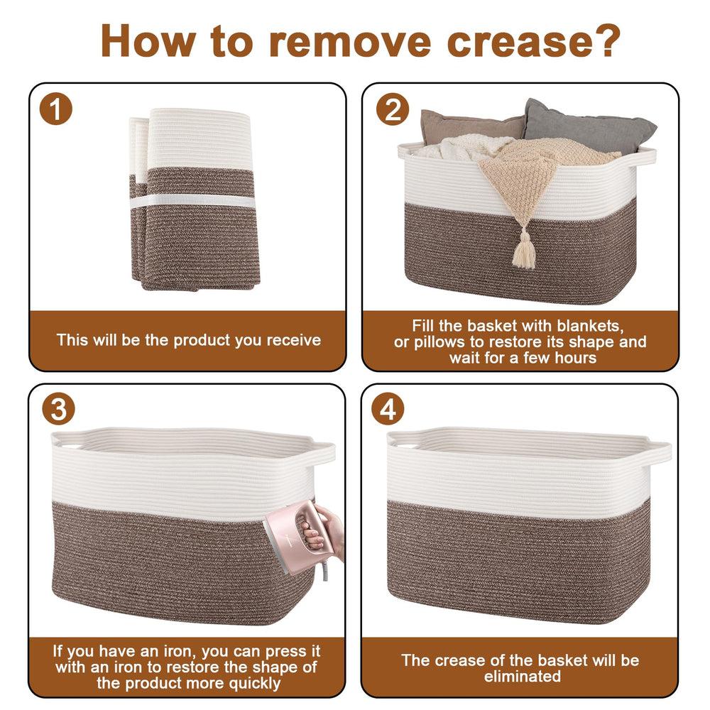 OIASKET XXXL blanket basket fold-resistant design helps restore shape after shipping.