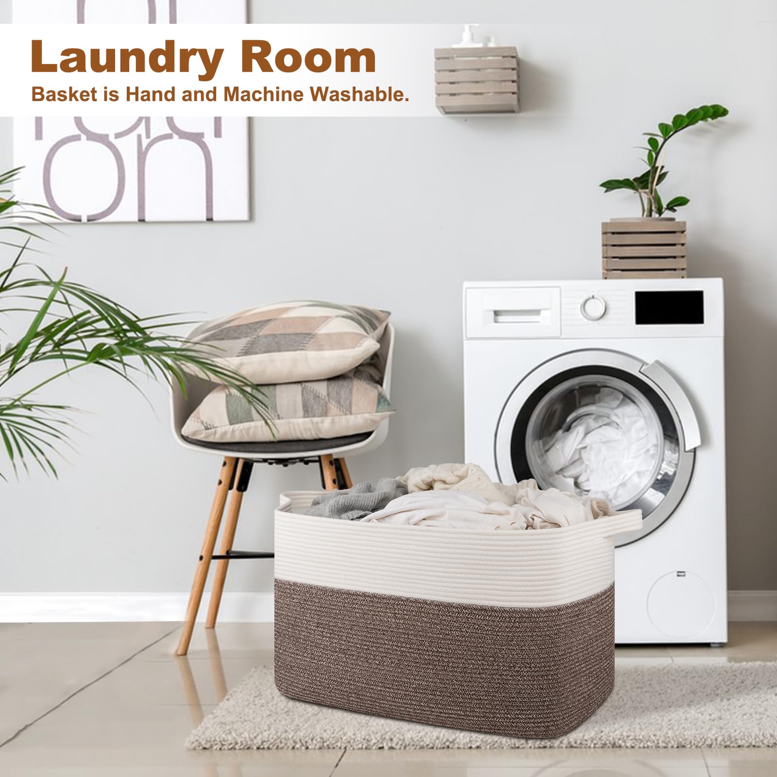 OIASKET XXXL blanket basket reinforced stitching supports heavy items and long-term use.
