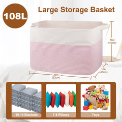 OIASKET XXXL blanket basket with sturdy handles for easy relocation between rooms.